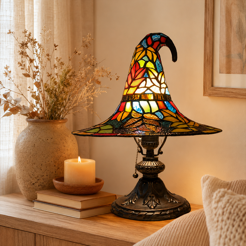 ♠️ Witch Hat Stained Glass Style Night Light 🎁