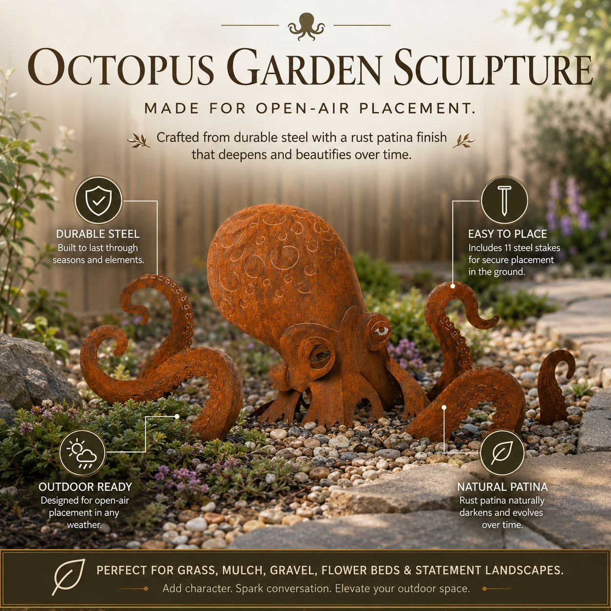 🐙 Giant Squid Sculpture Makes Your Garden Unforgettable ✨
