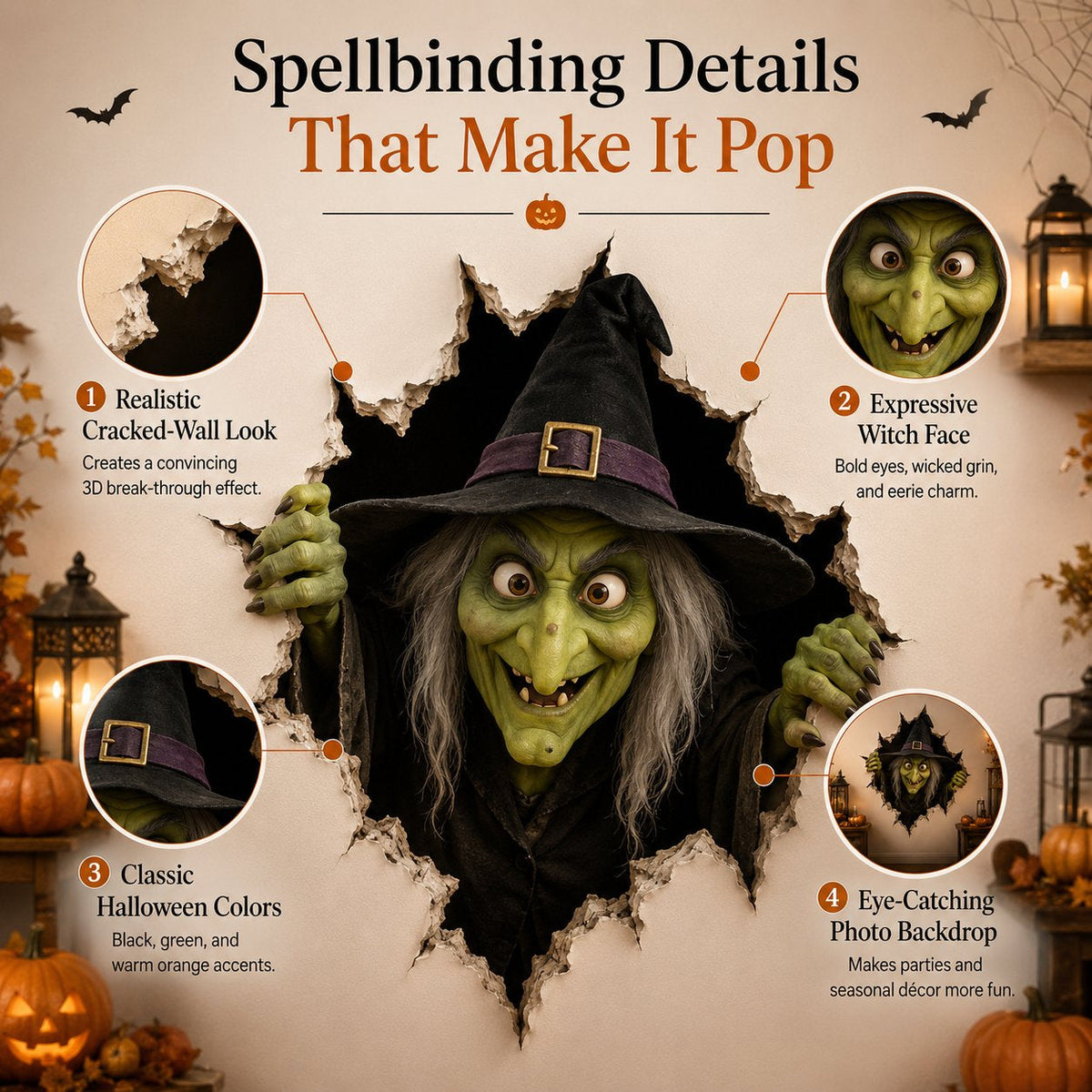 🧙‍♀️ Holiday Celebration 50% OFF 🎃-👻Halloween Break-In 3D Wall Decals for Spooky, Realistic & Fun  🎃