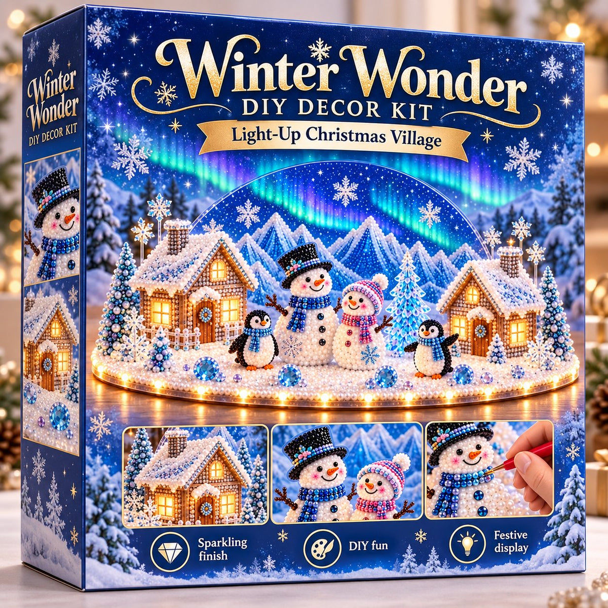 ☃️Winter Wonder DIY Decor Kit, Light-Up 3D Christmas Village Gem Art🏠
