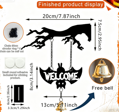 ⏰Last day Promotion 🔥-🦇 Halloween Acrylic Bat Hanging Sign –Festive Welcome Plaque