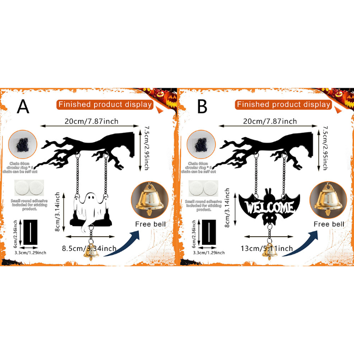 ⏰Last day Promotion 🔥-🦇 Halloween Acrylic Bat Hanging Sign –Festive Welcome Plaque