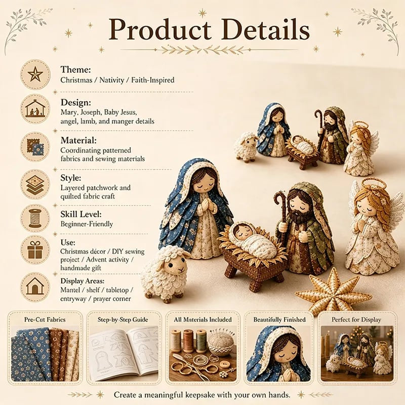 ✨ DIY Patchwork Nativity Scene Sewing Kit