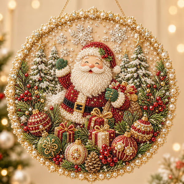 🎄 LAST DAY 69% OFF – ✨ Christmas Pearl Diamond Art Hanging Ornament Kit | Luxury Flocked Canvas with Scratch-Resistant Non-Fading Pearl Beads DIY Handmade Holiday Hanging Decor 🎅💎