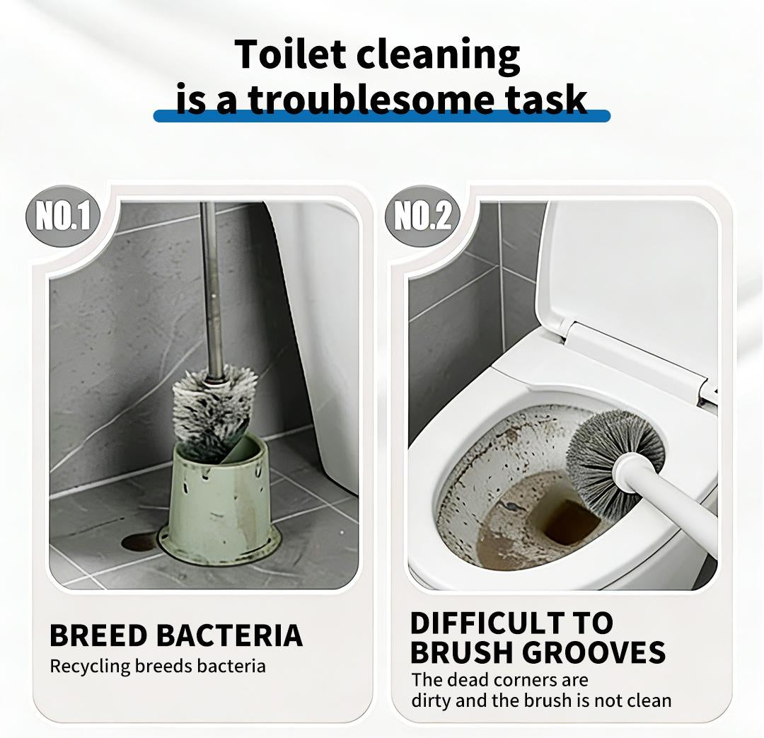 Disposable Toilet Brush Kit - 32/16 Refill Heads & Holder, Rotating No-Touch Deep Cleaner for Under-Rim & Corner, Bathroom Cleaning Tool for Home
