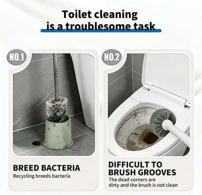 Disposable Toilet Brush Kit - 32/16 Refill Heads & Holder, Rotating No-Touch Deep Cleaner for Under-Rim & Corner, Bathroom Cleaning Tool for Home