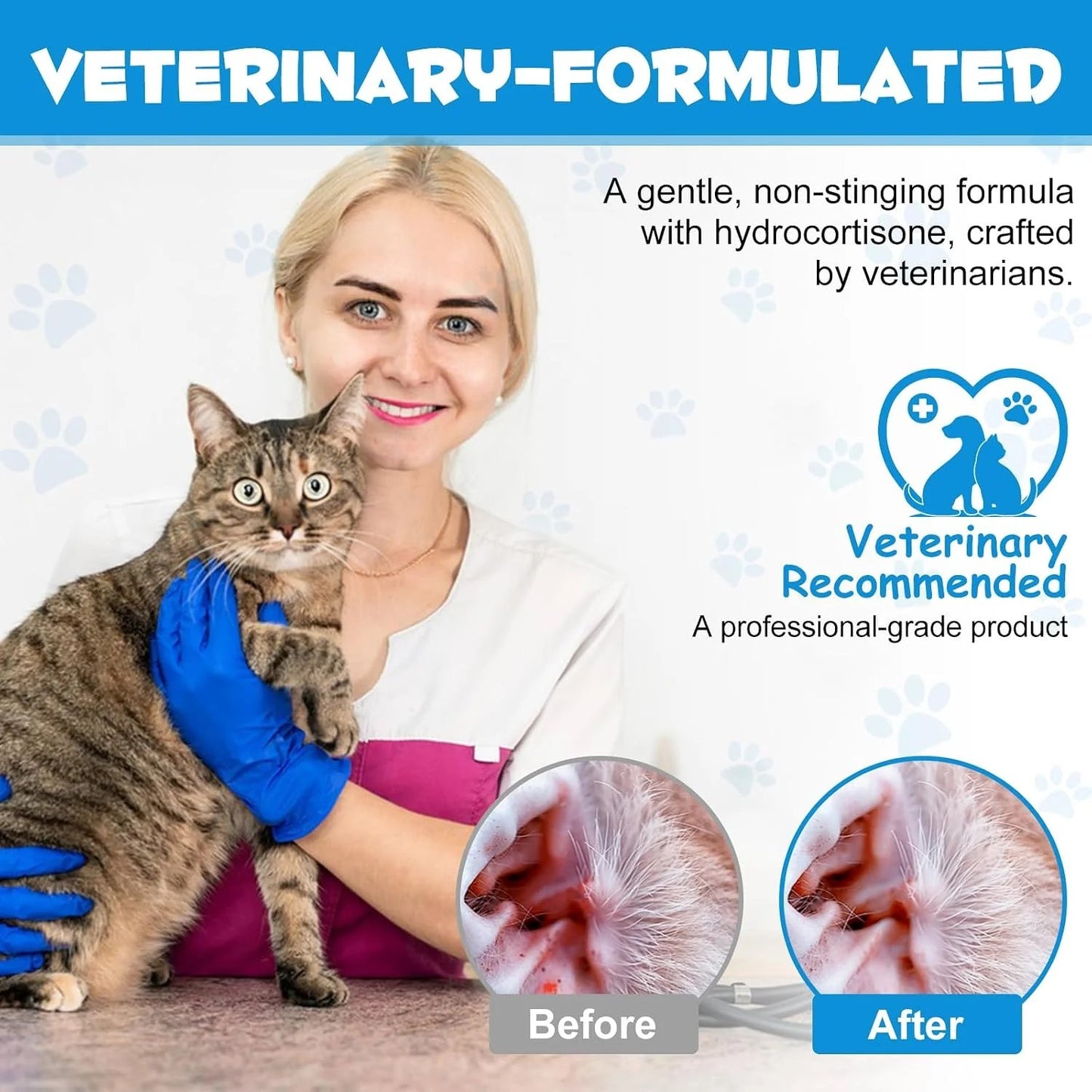 🔥LAST DAY 50% OFF - 🐶🐱Gentle Pet Ear Wash | Odor-Free Cleaning for Dogs & Cats🌿