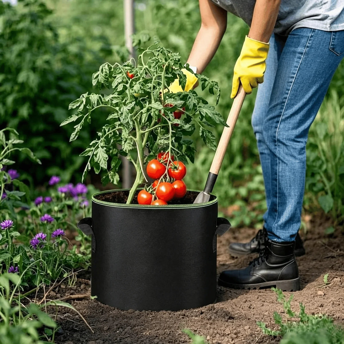 5-Pack Grow Bags – Heavy Duty Aeration Fabric Pots with Handles for Vegetables, Flowers & Fruits