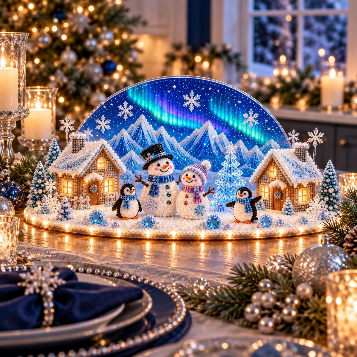 ☃️Winter Wonder DIY Decor Kit, Light-Up 3D Christmas Village Gem Art🏠