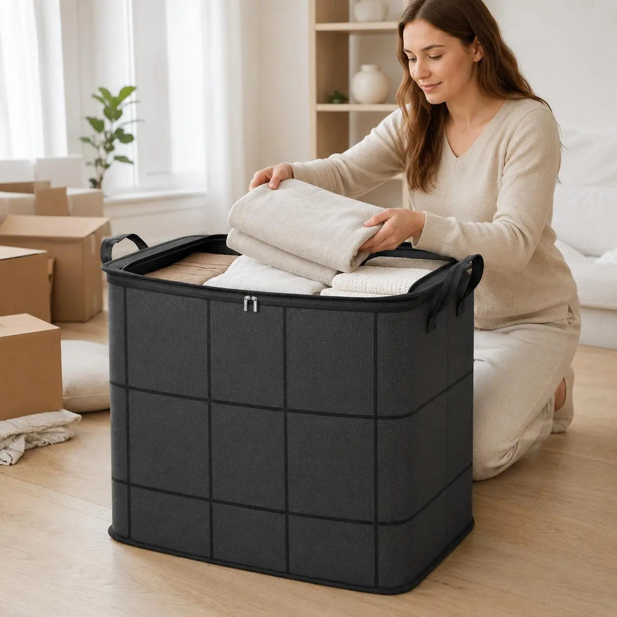 📦Large Capacity Zippered Storage Bag Clothes Organizer Moving Travel Box Home Storage✨