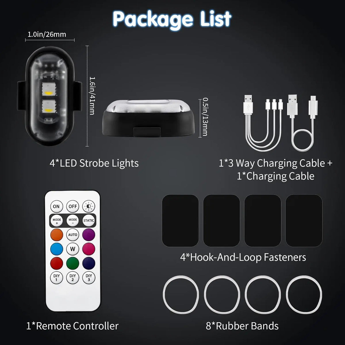 RGB LED Strobe Light - Wireless Remote Control for Bikes & Cars