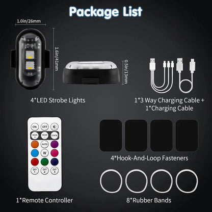 RGB LED Strobe Light - Wireless Remote Control for Bikes & Cars