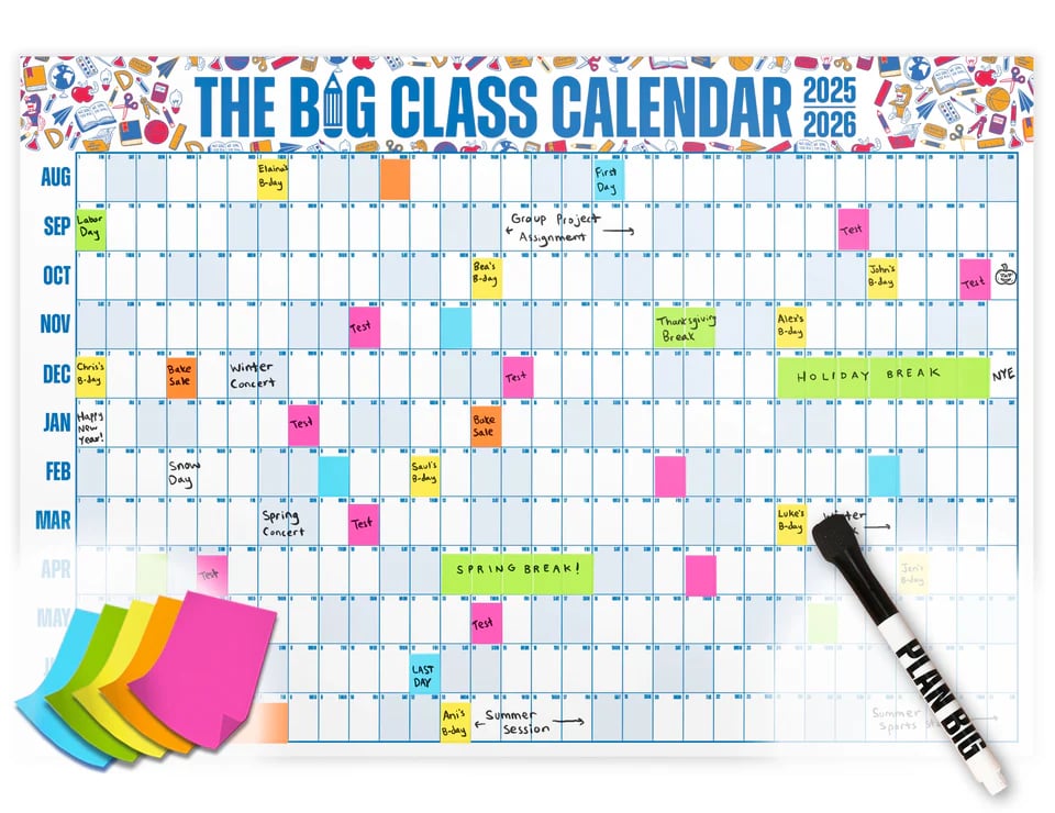 📅 Big Class Calendar 2026-2027 for Easy Planning ✨