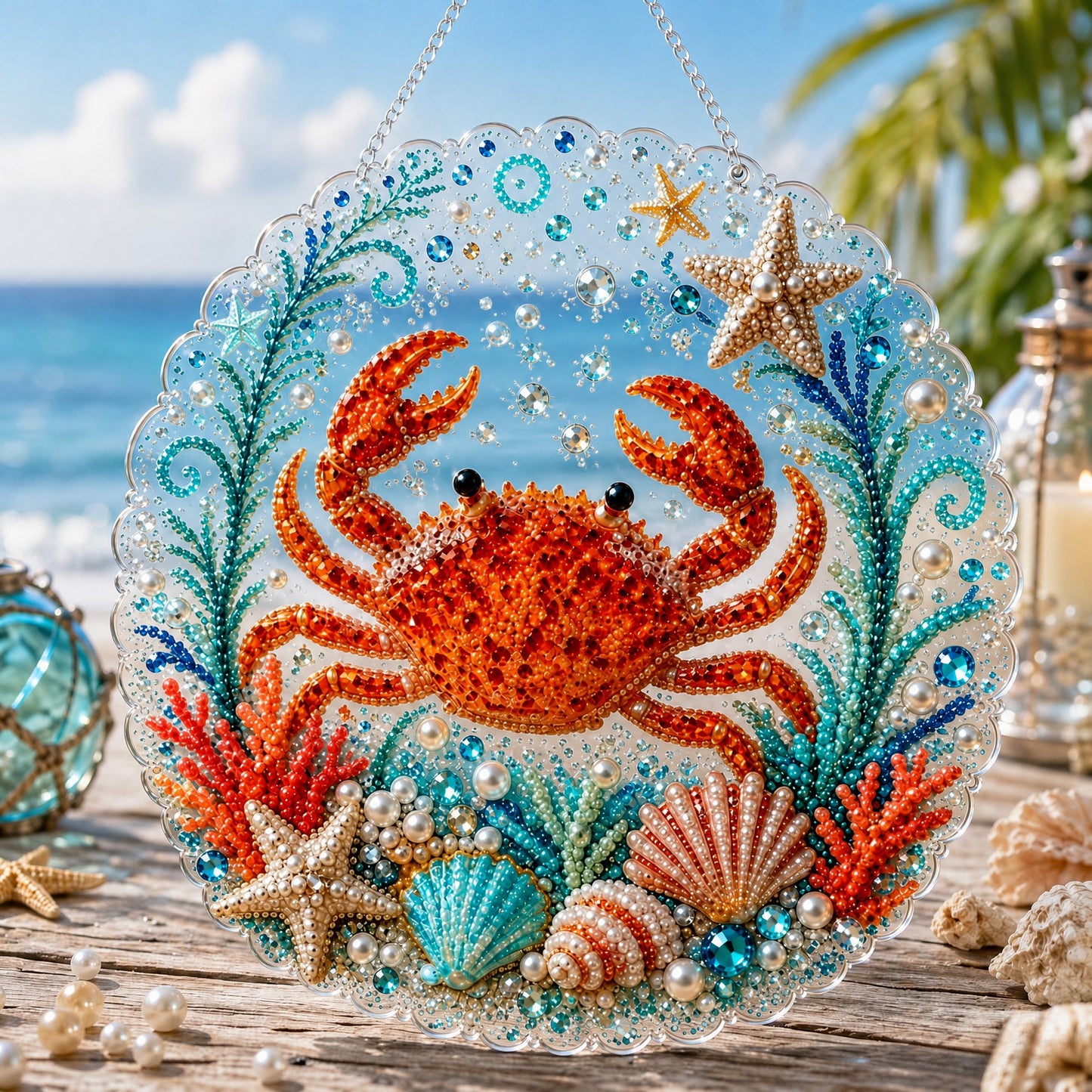 🌊✨Ocean Pearl Art DIY Hanging Ornament Kit Creative Coastal Craft Home Decor Gift✨