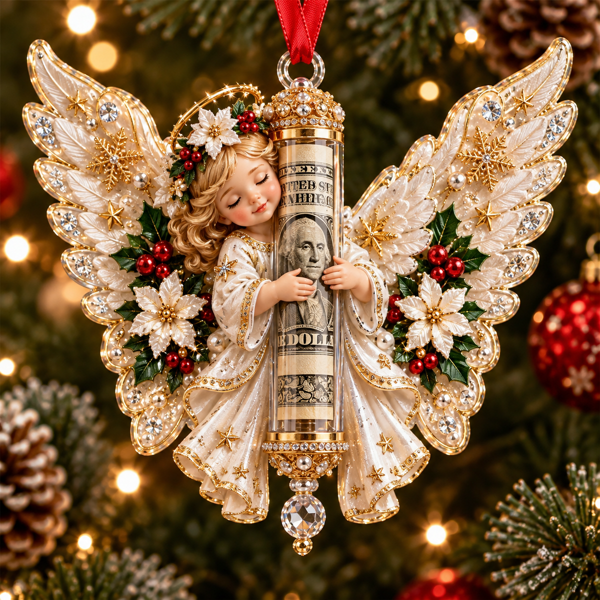 ⏰ LAST DAY SALE 50% OFF! 👼💵  Angel Christmas Cash Gift Ornament – Holiday Money Holder Keepsake ✨