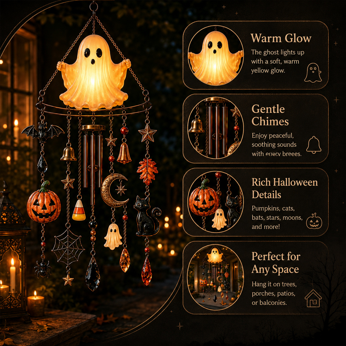 👻 Haunted Glow Ghost Wind Chime
