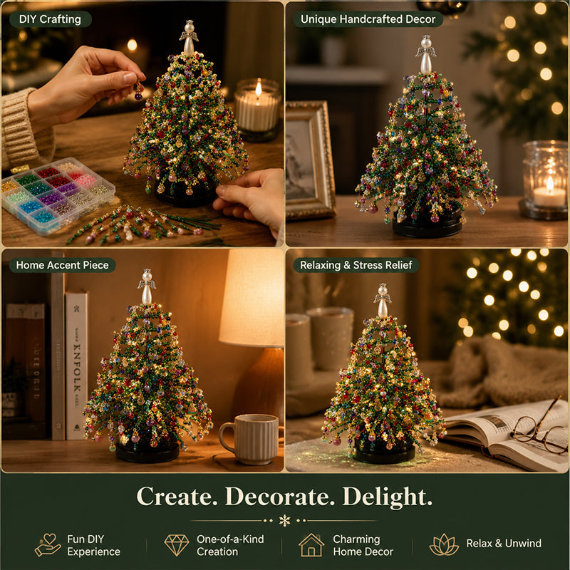 🎁 LAST DAY —🎄Mini Tabletop DIY Beaded Christmas Tree Craft Kit