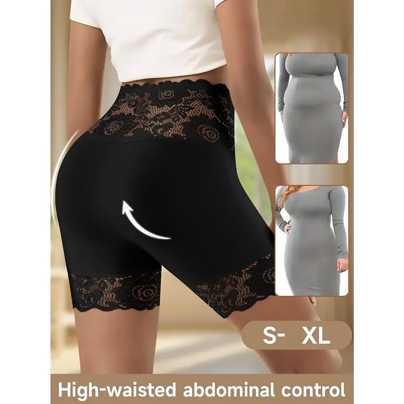 【Today's Special Offer】Women's High-Waisted Lace Shapewear Shorts – Seamless Tummy Control