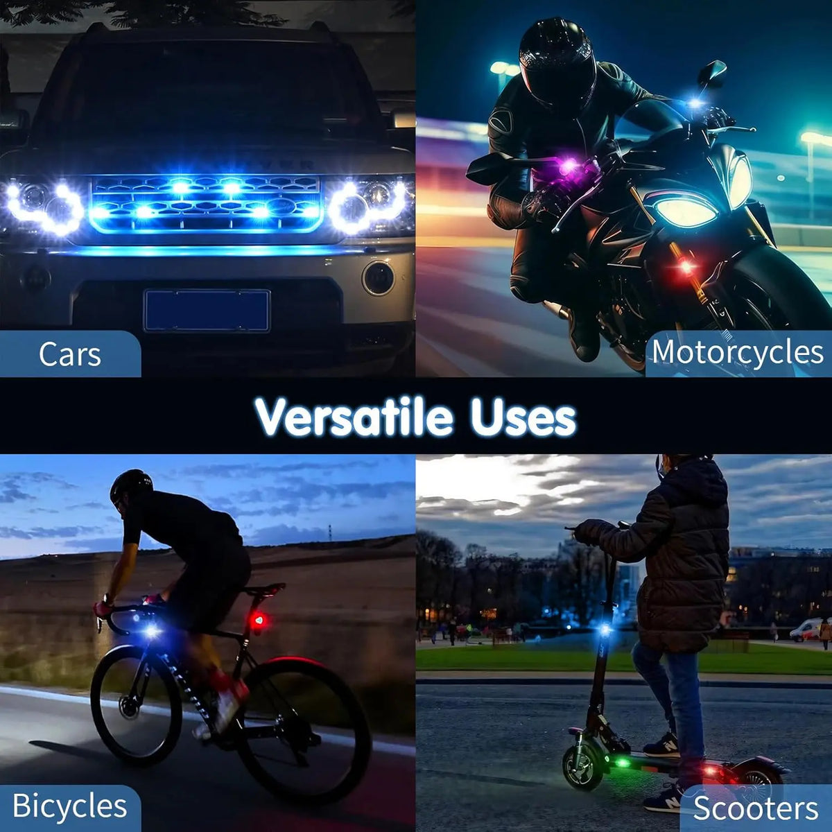 RGB LED Strobe Light - Wireless Remote Control for Bikes & Cars
