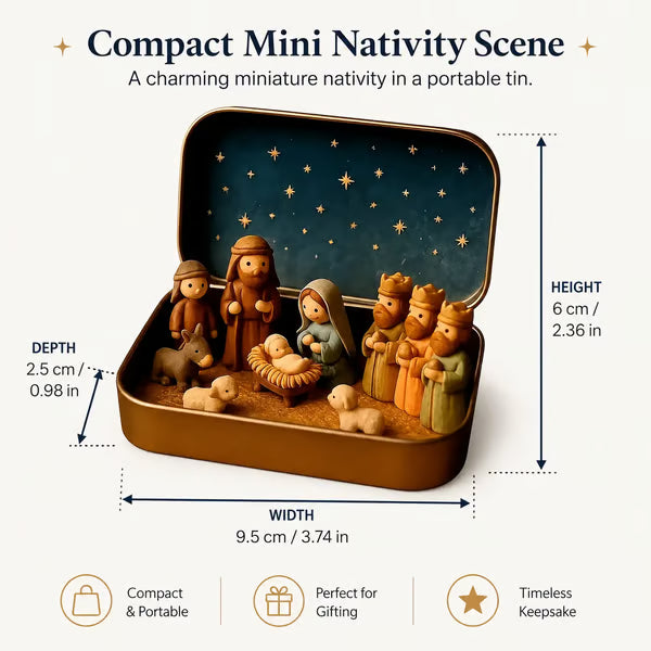 ✝️ Mini Nativity Scene Keepsake Tin – Pocket-Sized Christmas Holy Family Display 🙏🎄