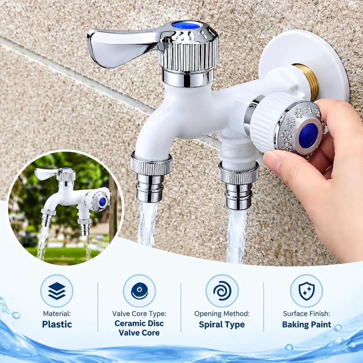 💥 Buy 1 Get 1 Free 💥Dual-Outlet Washing Machine Faucet – Anti-Freeze & Heat-Resistant Plastic