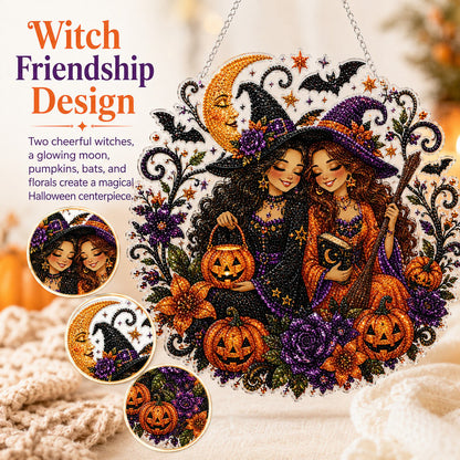 🎃Halloween Witch Friendship Diamond Art Suncatcher Sparkling Window Decor Gift✨