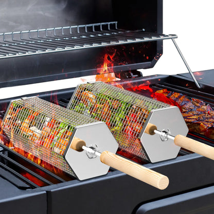 Rolling Grill Baskets - 304 Stainless Steel BBQ Tools