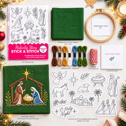 🎄 50% OFF – Christmas Stick & Stitch Embroidery Pattern Pack – 70 Wash-Away Designs on 5 Sheets 🧵✨