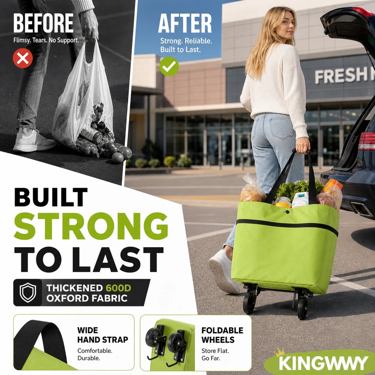 🛍️ Foldable 2-in-1 Shopping Bag for Easy Carry ✨