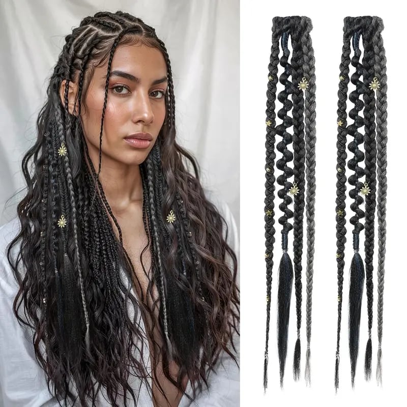 🌿🎨 Boho Beaded Clip-In Braids – Effortless Festival & Everyday Hair Transformation