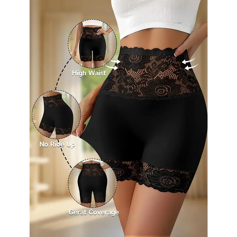 【Today's Special Offer】Women's High-Waisted Lace Shapewear Shorts – Seamless Tummy Control
