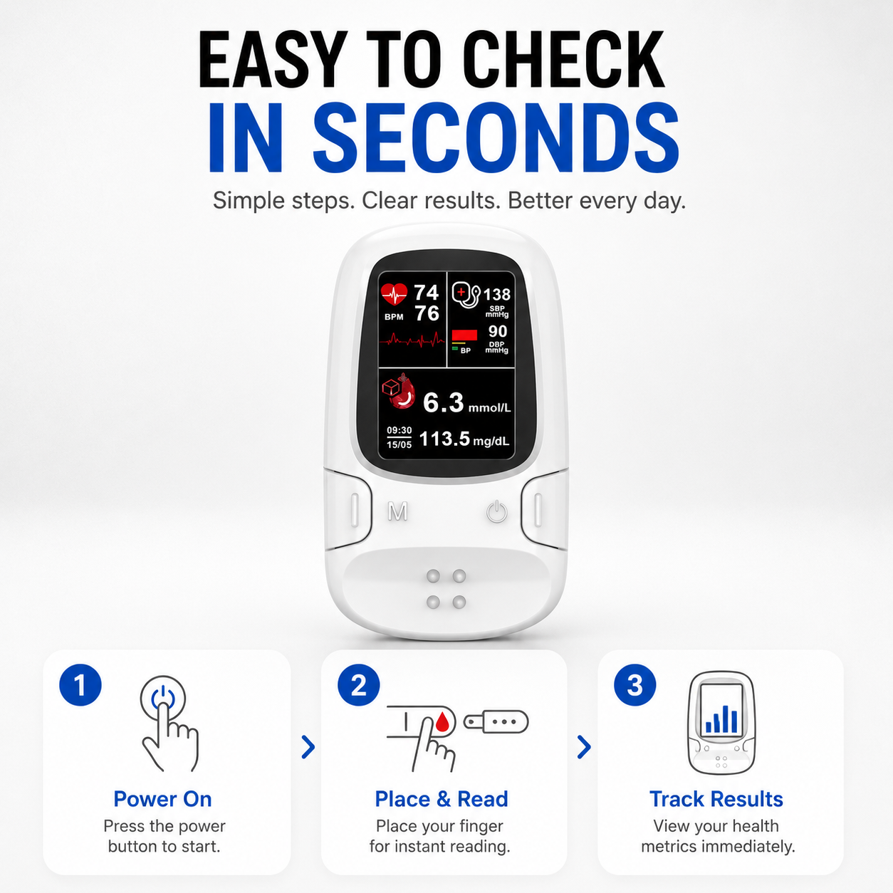🔥LAST DAY 50% OFF- 💖Multi-Function Health Monitoring Device Smart Wellness Tracker Daily Health Assistant✨