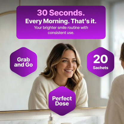 ✨LAST DAY 49% OFF –💜Purple Mouthwash Sachets 😁✨ No peroxide. No sensitivity. Just instant brightness.