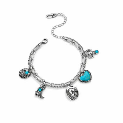 ✨This Week's Special Price🏇🤠Handmade Western Cowboy Charm Bracelet with Boot Hat Cactus & Heart Charms🌵