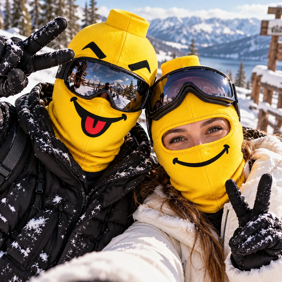 🔥 50% OFF – Funny Yellow Block Figure Ski Mask – 4 Hilarious Face Styles 🎿😂