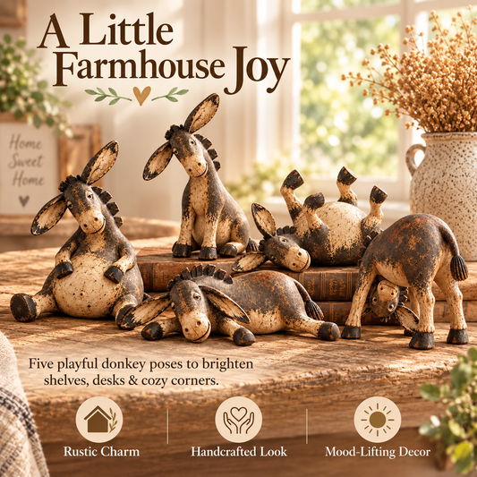 Whimsical Rustic Donkey Figurine – Vintage Farmhouse Animal Decor