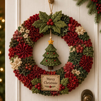 🧶Holiday Celebration 50% OFF ⭐-🎄 3D Fabric Poke Wreath DIY Kit for Fun Holiday Crafting✨