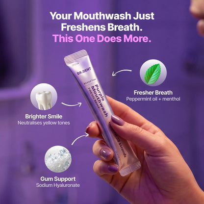 ✨LAST DAY 49% OFF –💜Purple Mouthwash Sachets 😁✨ No peroxide. No sensitivity. Just instant brightness.