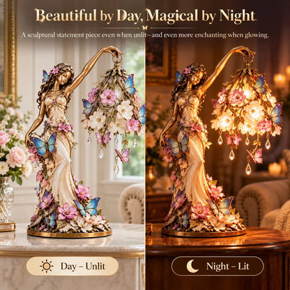 🦋 ✨Butterfly Lady Accent Lamp, Elegant Flower Goddess Light with Sparkling Crystal Drops for Home Decor🦋
