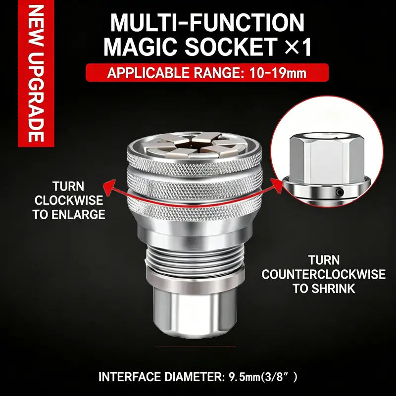Universal Magic Socket Wrench Tool – Adjustable Grip for 10-19mm Nuts & Bolts