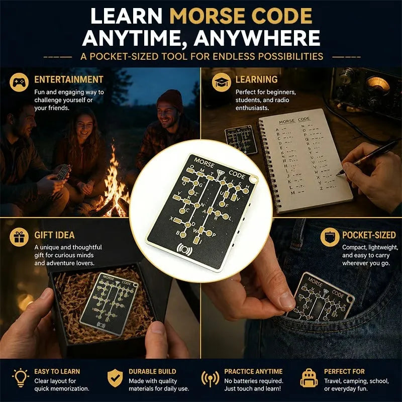 📟 Morse Code Trainer Card Pro (LED Edition)
