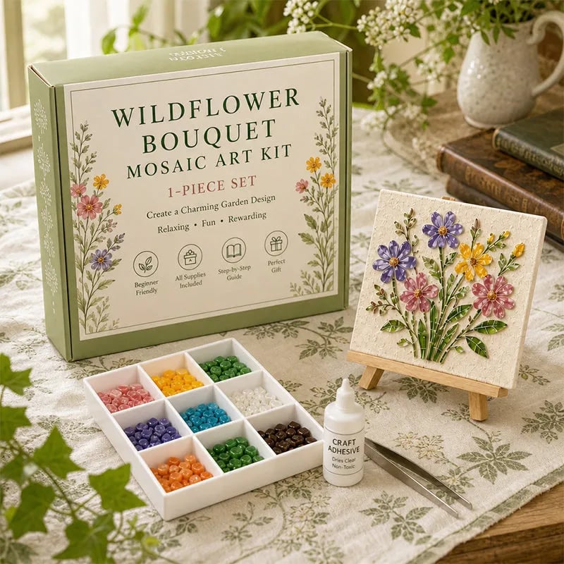 Watering Can Mosaic Art Kit-🔥LAST DAY 50% OFF🔥🌿Beginner-Friendly Floral DIY Craft with Vibrant Mosaic Beads & Sturdy Display Base ✨