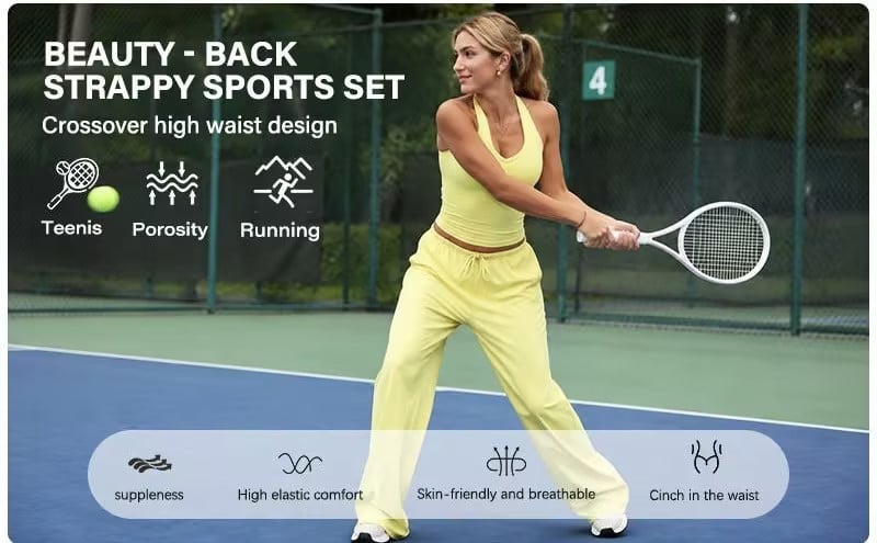 ⚡Hot Sales 49% OFF🔥Women's 2-Piece Athleisure Outfits - Polyester-Silk Fitted Summervibe Sweatsuit