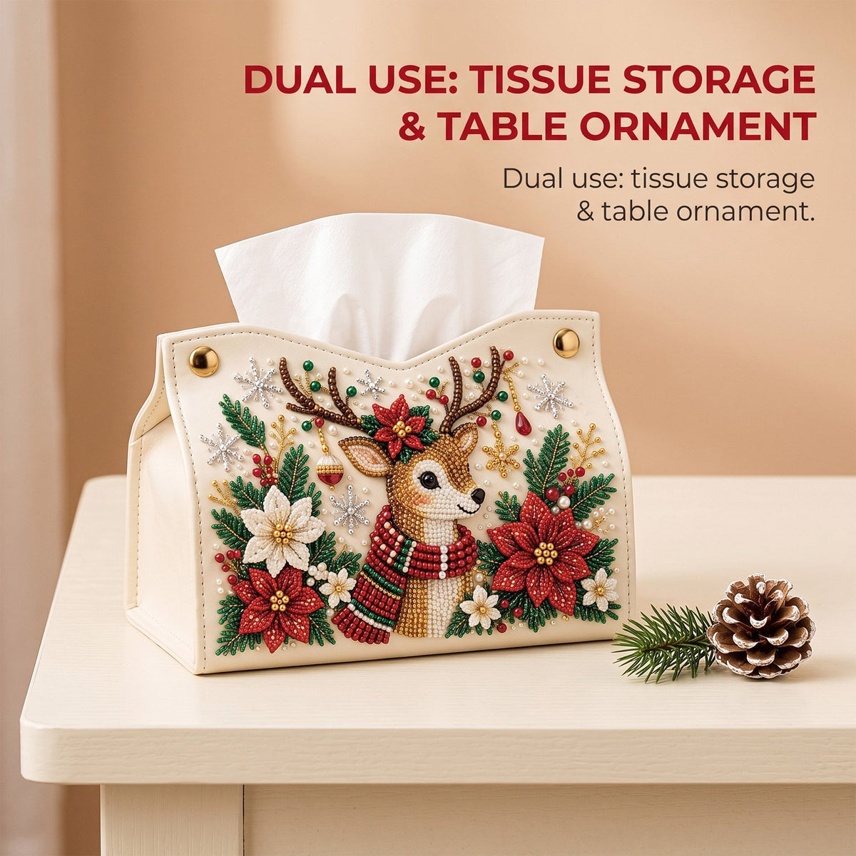 🎄DIY Christmas Diamond Painting Tissue Box, Special Rhinestone Handmade Decor Craft Kit