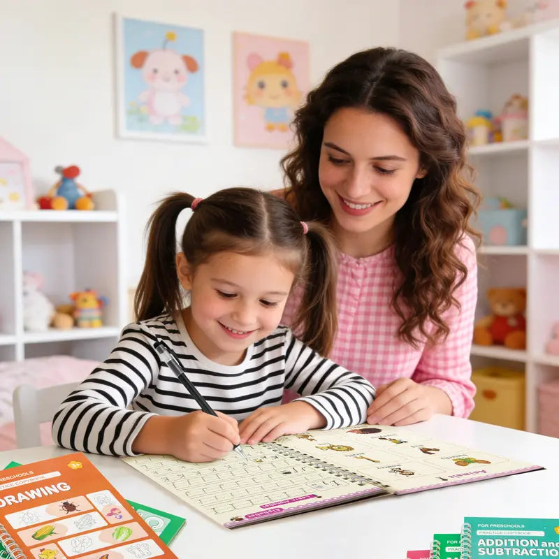 Magical Grooved Handwriting Practice Books for Children Aged 3–10 – Reusable