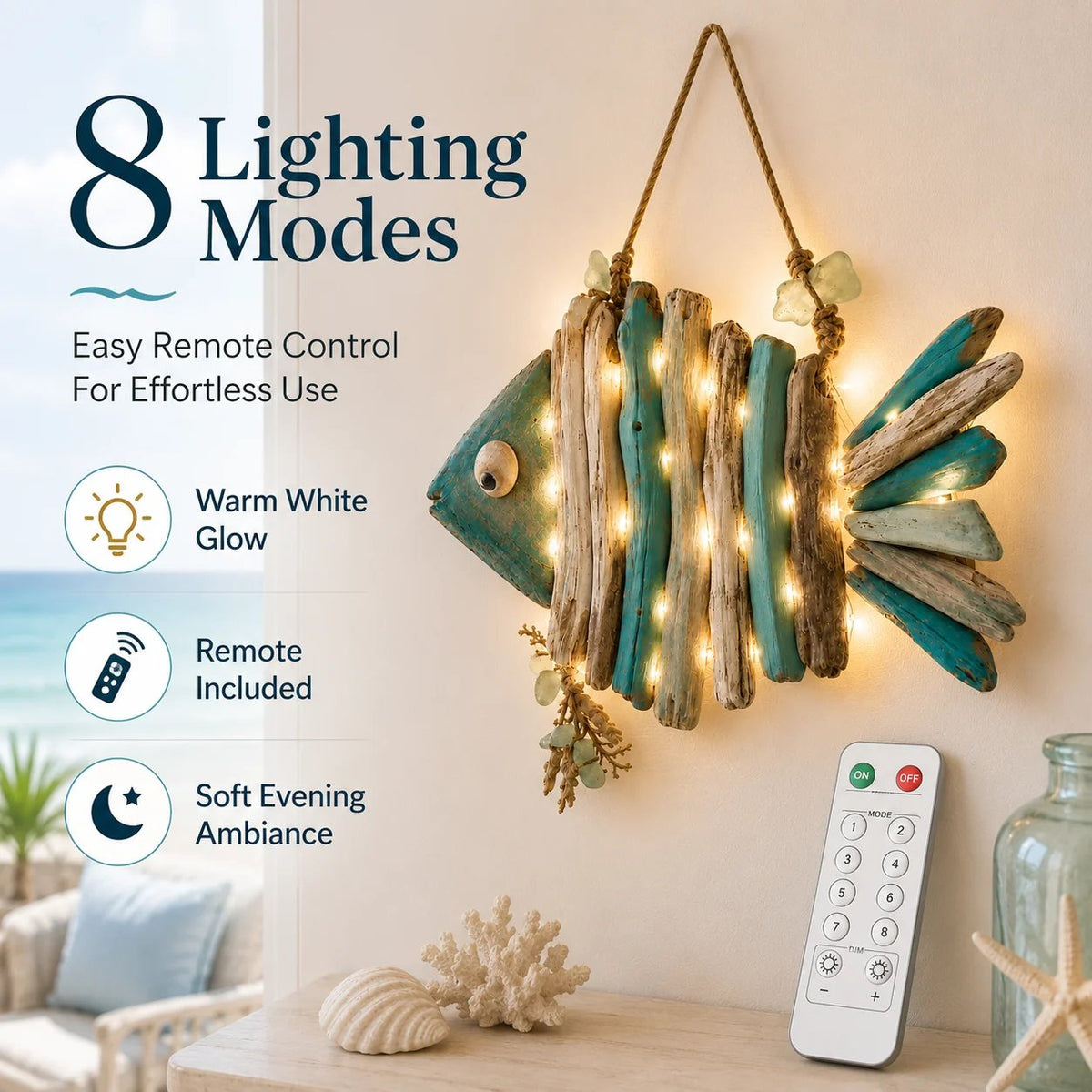 ⏰Last day Promotion 🔥-Lighted Coastal Fish Wall Decor🌊