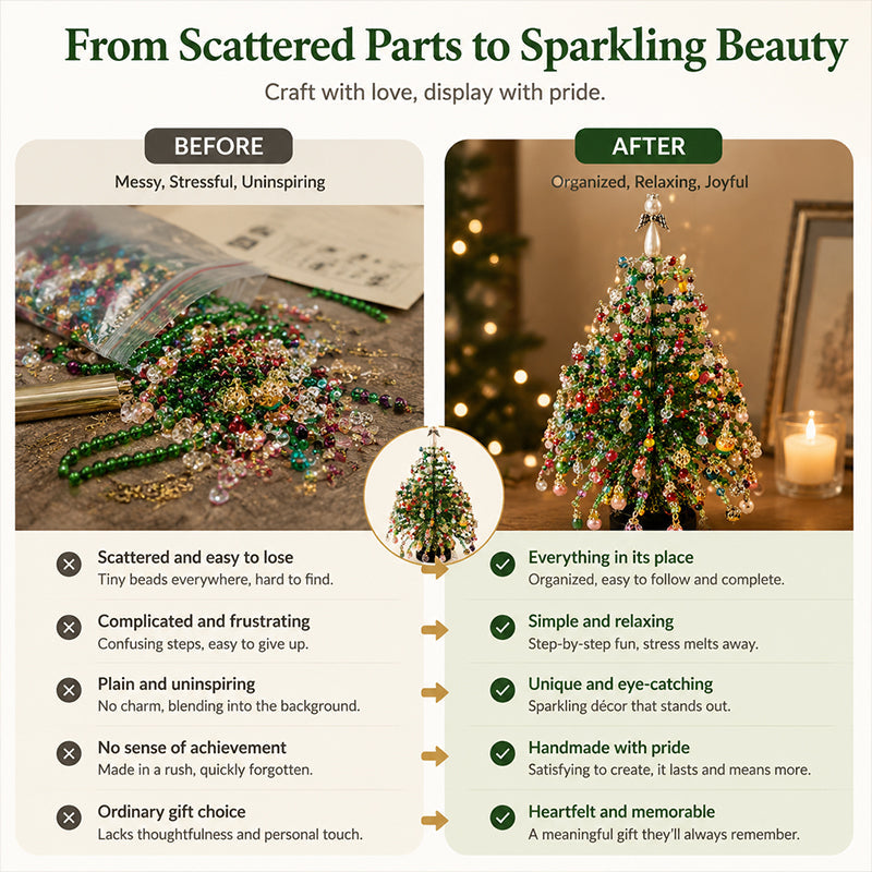 🎄Mini Tabletop DIY Beaded Christmas Tree Craft Kit | Handmade Holiday Home Decor🎁