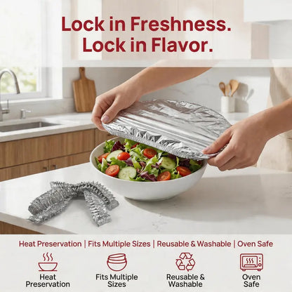 Elastic Aluminum Foil Food Covers - Reusable Bowl & Plate Covers
