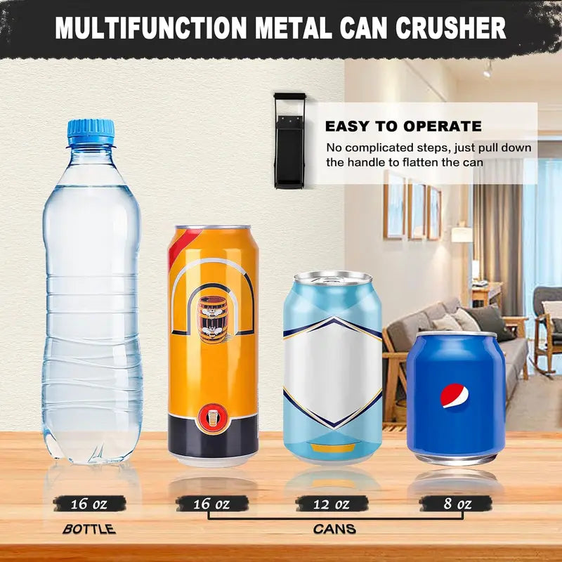 16 oz Heavy-Duty Metal Can Crusher for Recycling