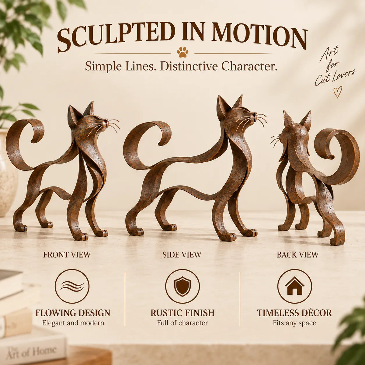 🐱 Maine Coon-style metal cat sculpture